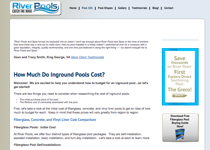River_Pools_and_Spas_inbound_marketing_eksempel