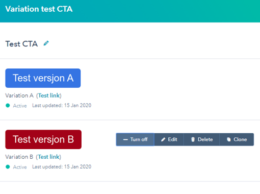 Test CTA versjoner turnoff