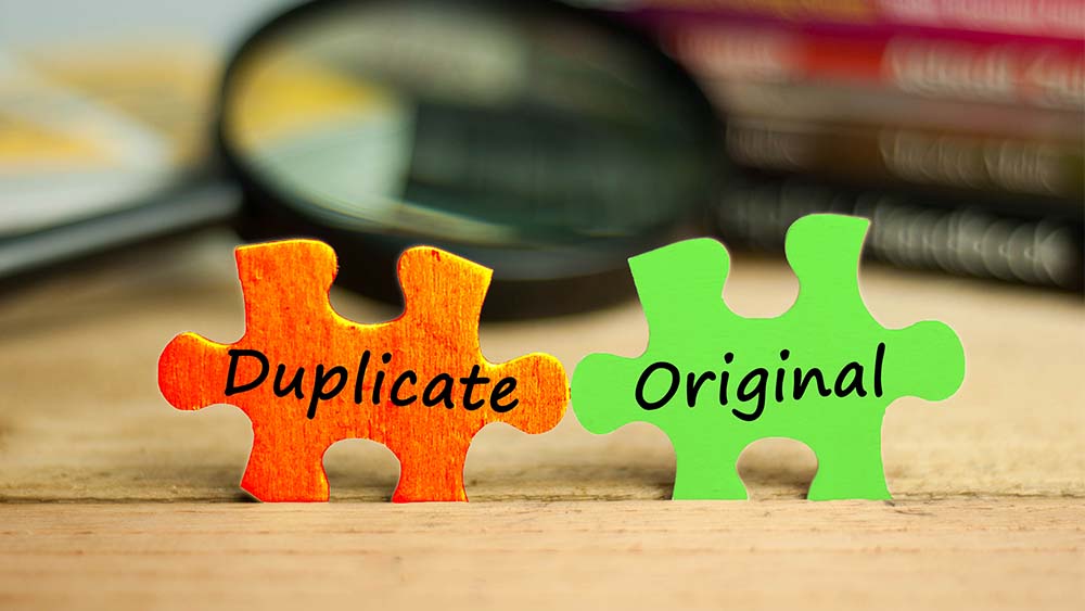 To puslespillbiter en med "duplicate" og en med "original"